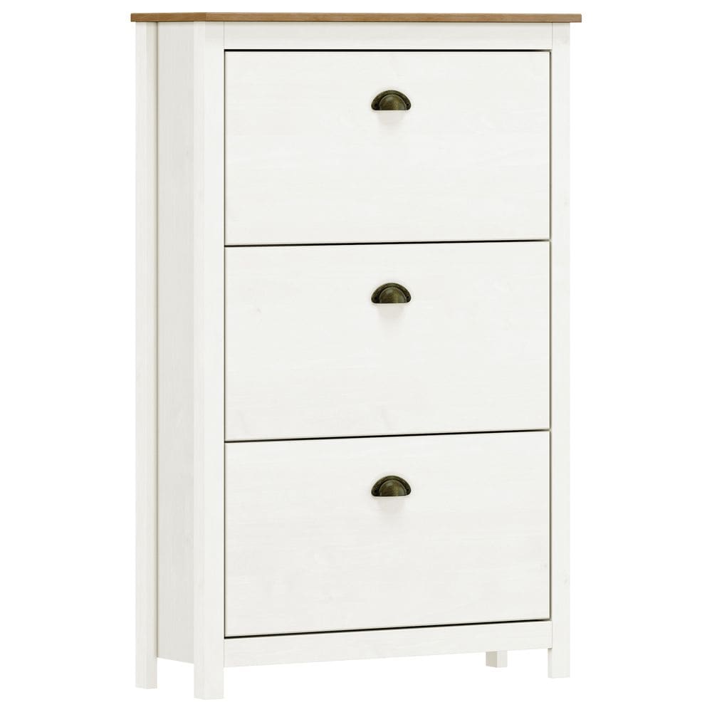 Sapateira Vertical 3 Portas Madeira Maciça Mazzaro F06 Branco Freijó - Lyam Decor