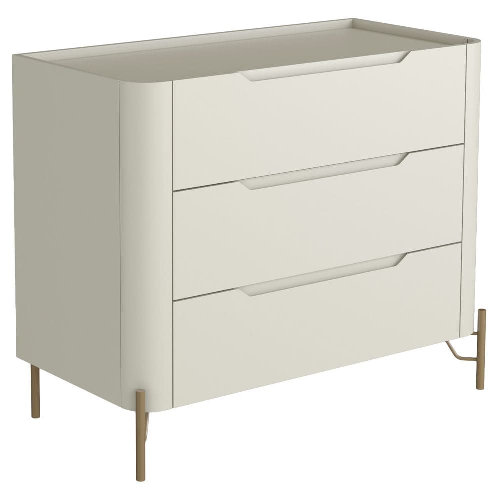 Cômoda Para Quarto Closet Orgânica 3 Gavetas Pés Industrial Dourado Bliss I03 Luna - Lyam Decor