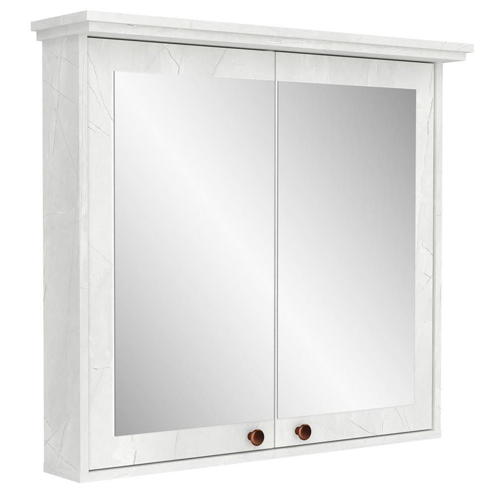 Armário Para Banheiro Com Espelho 2 Portas 80cm Malezia B06 Cristal - Lyam Decor