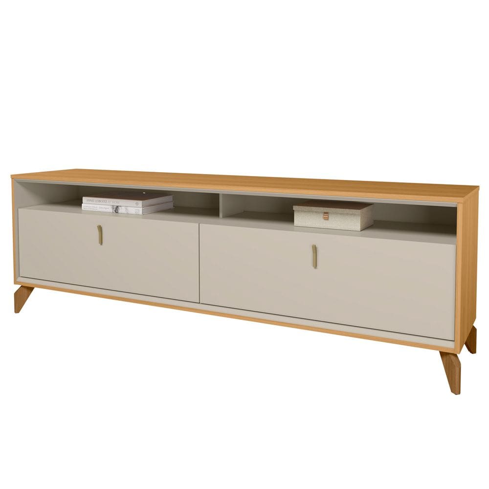 Rack Para Sala de Estar TV 75 Pol 182cm Naomi L05 Tauari Off White Fosco - Lyam Decor