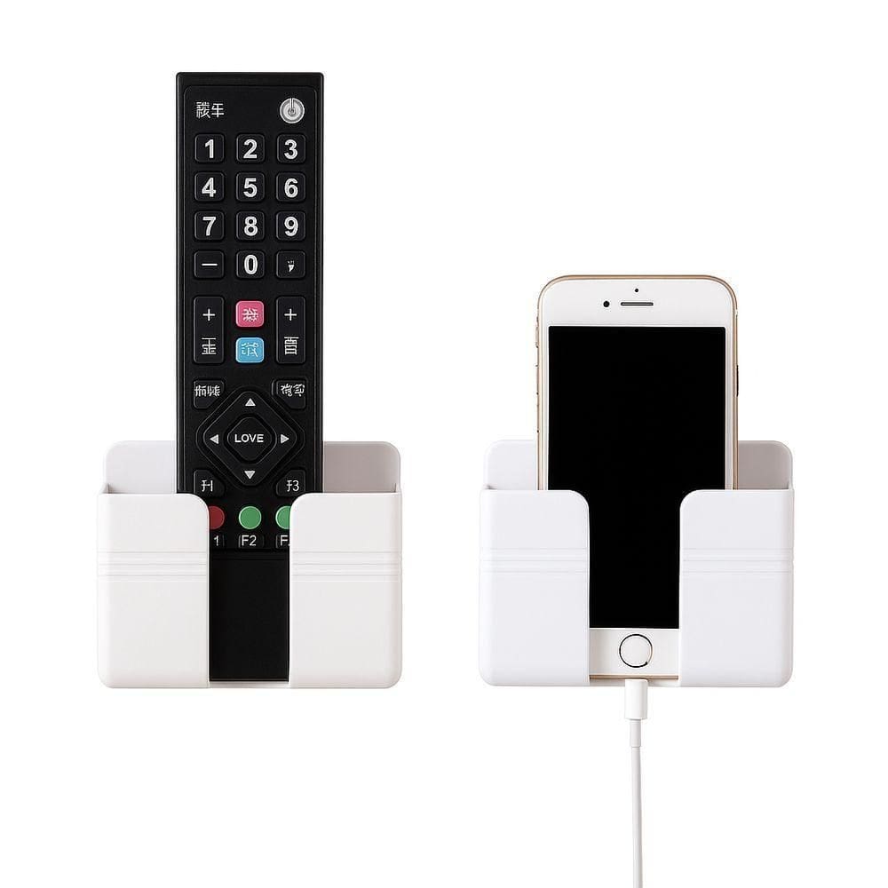 Suporte Multiuso De Parede Para Celular E Controle Remoto Branco – Fixação Sem Furos