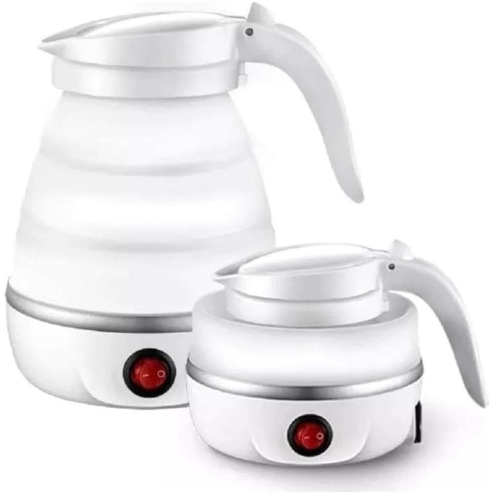 Chaleira Elétrica Dobrável Portátil 600ml – Silicone + Aço Inox, Compacta E Ideal Para Viagem E Camping 110V