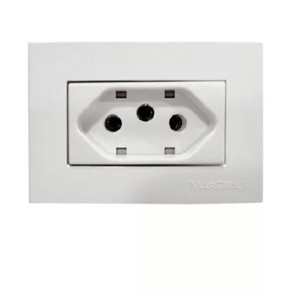 Tomada P/ Moveis Margirius 2p+t Branca 10a 250v Nbr 14136