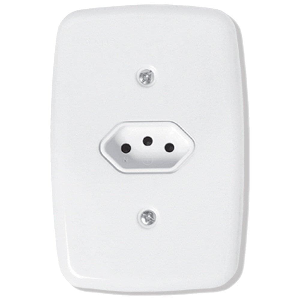 Tomada Pluzie Ideale 2P+T 10A com Placa 4x2 Branca