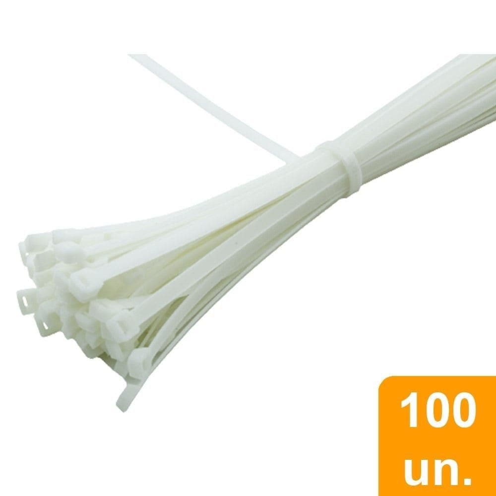 Abraçadeira Nylon 200x3,6mm Branco - Embalagem com 100 unidades - Thompson