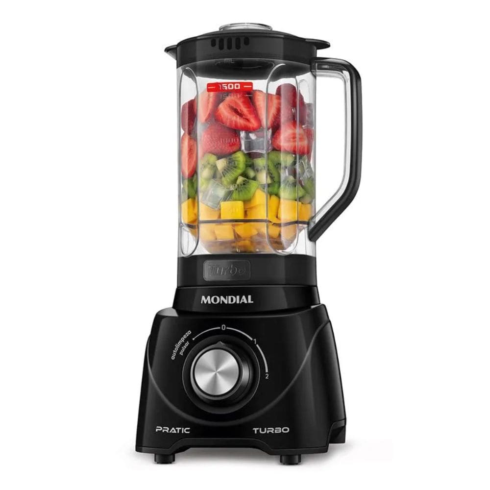 Liquidificador Mondial Pratic Turbo 2 Velocidades + Pulsar 2,2L 550W Preto 220V - L-98-B