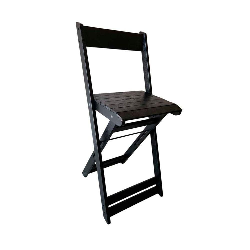 Banqueta Para Churrasqueira Em Madeira Dobrável Para Bistrô Preto