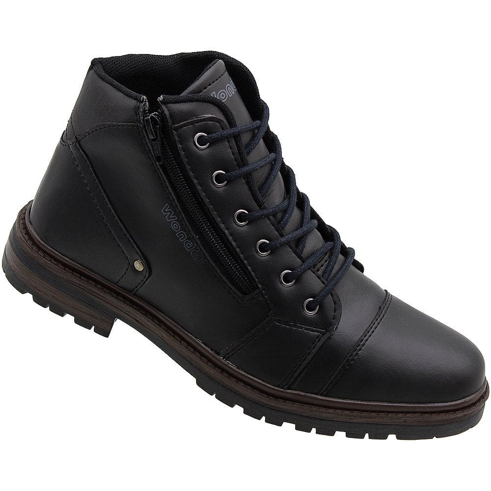 Bota Casual Coturno Wonder Resistance Cano Curto Cadarço E Zíper Masculina