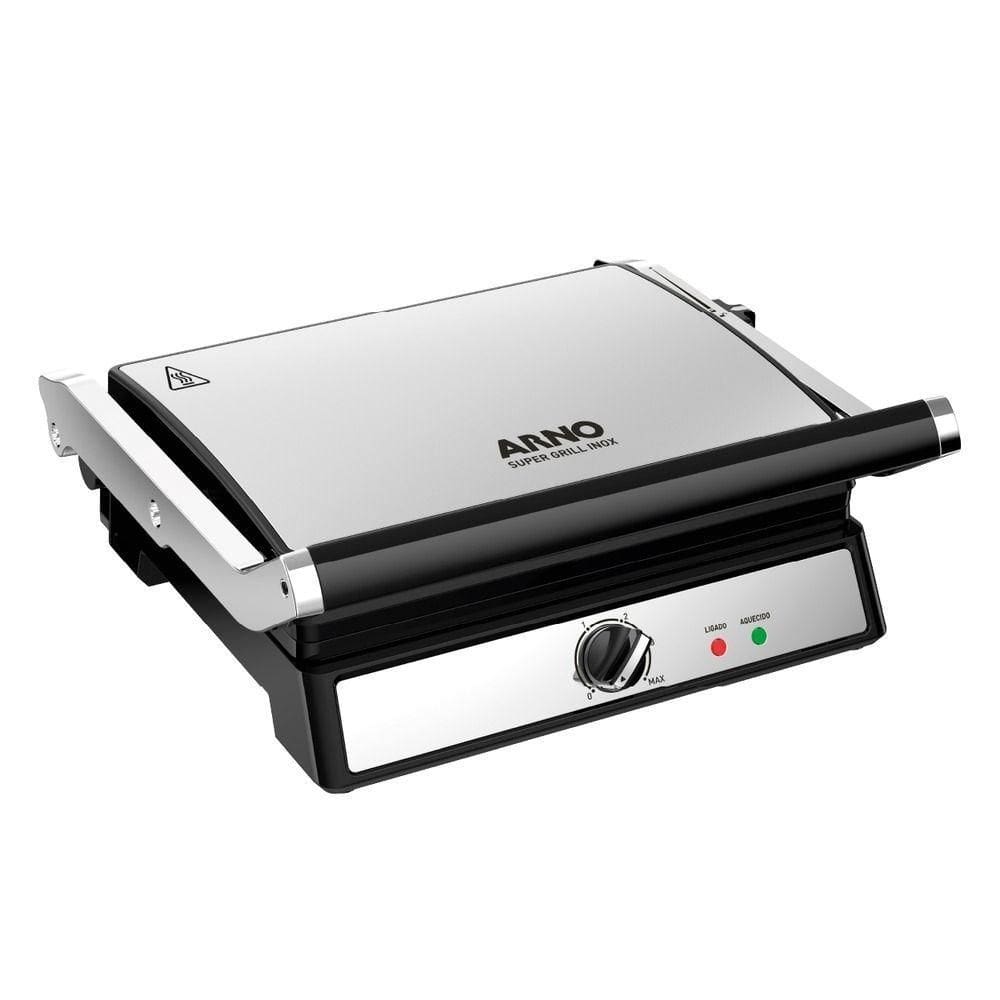 Super Grill e Sanduicheira Arno GGRA Inox com Abertura de 180º 1200W 220V