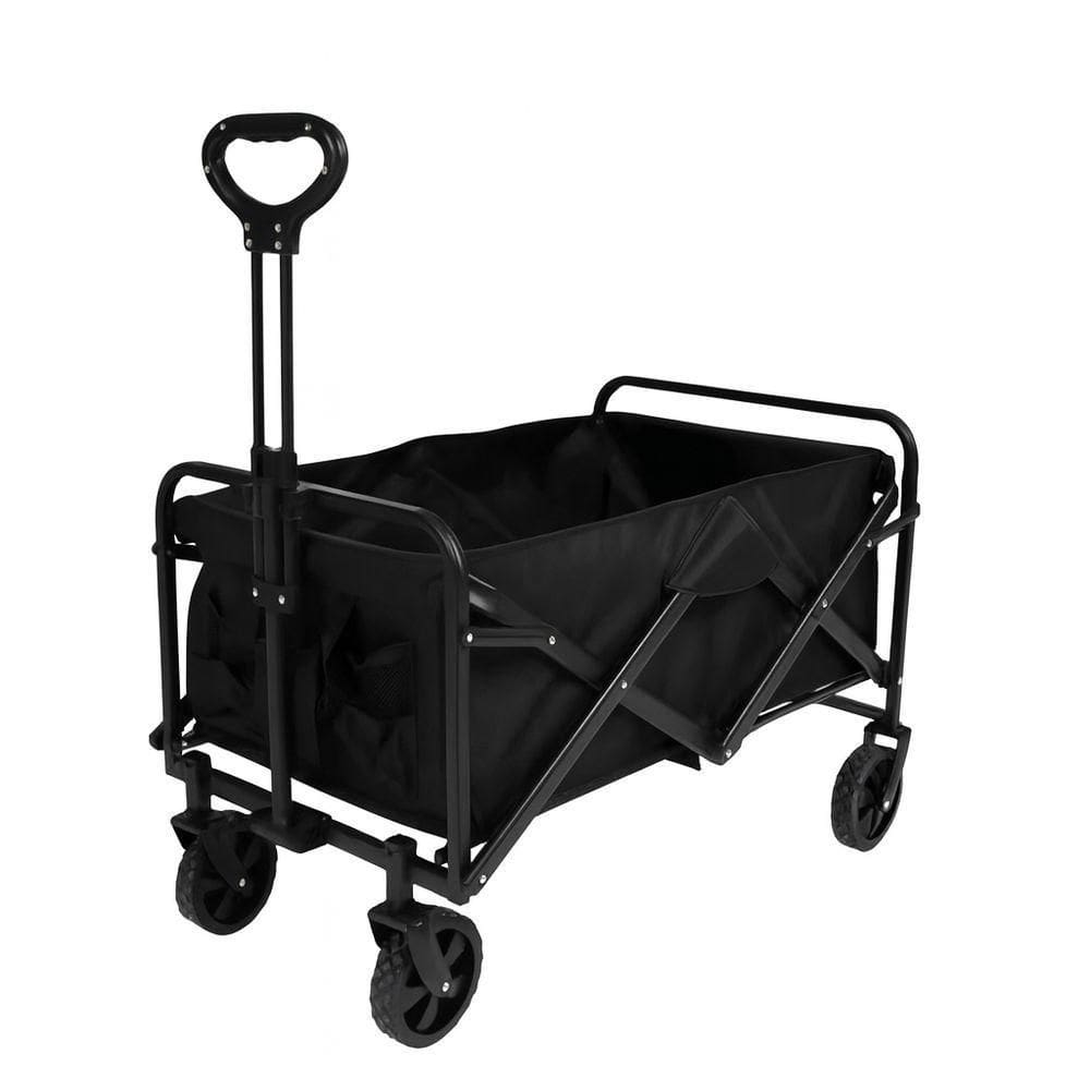 Carrinho Dobrável De Carga Para Camping Até 100kg – Resistente, Compacto E Versátil - Preto