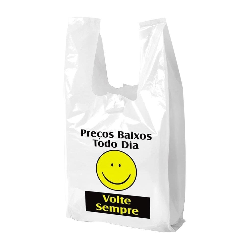 Sacola Uzzi Branca Volte Sempre 30x38 Suporta 3kg - Embalagem com 1000 Unidades