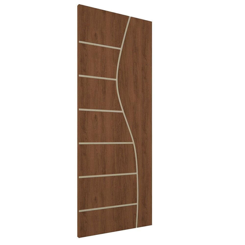Folha de Porta de Madeira Frisada 210x70 Espessura 3,5cm Valuchi Imbuia