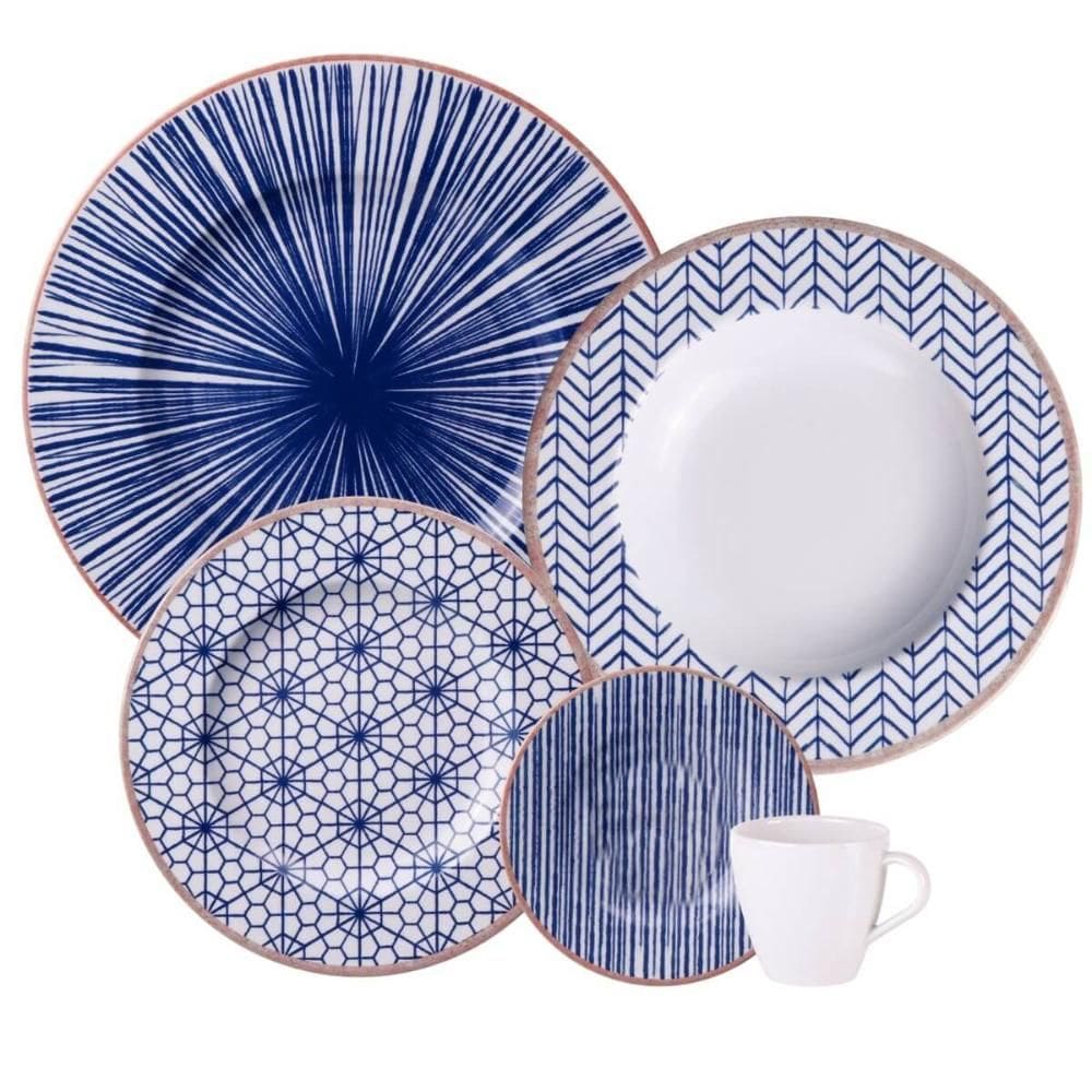 Aparelho de Jantar 30 Peças Tramontina Abstratta Porcelana Serviço 6 Pessoas