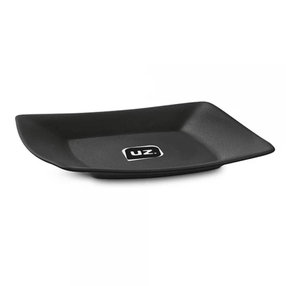 Kit 24 Pratos Quadrados Plásticos 18,5cm Pretos Uz Cafés Eventos Lanchonetes