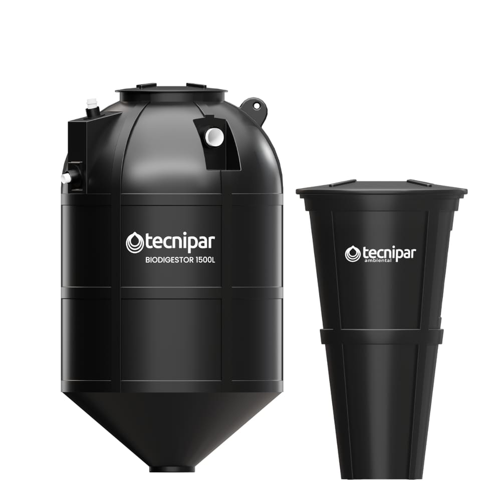 Kit Biodigestor Esgoto 1500l + Leito Secagem 180l Tecnipar