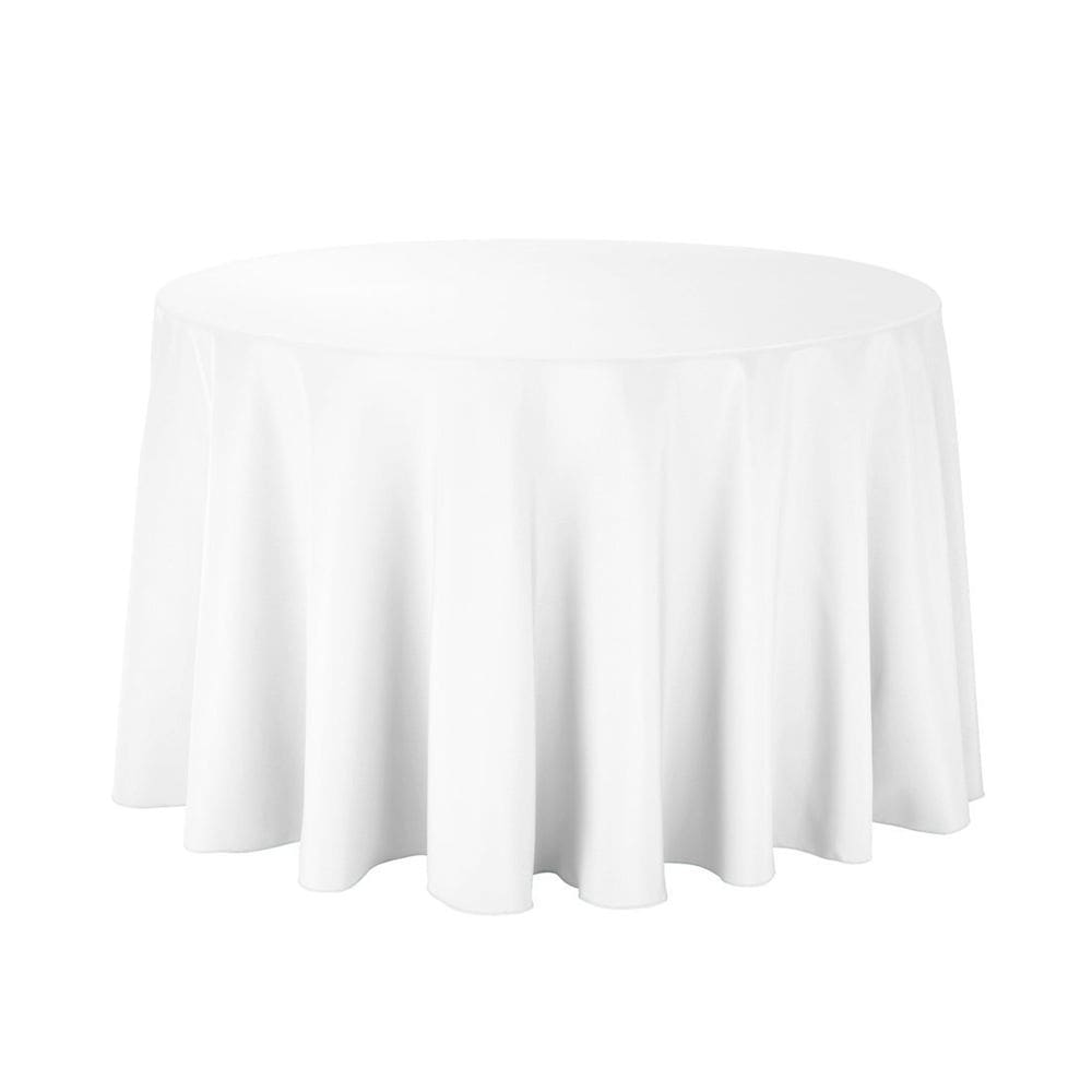 Toalha de mesa Gee Di Moda redonda de 108 polegadas branca para 122-183 cm