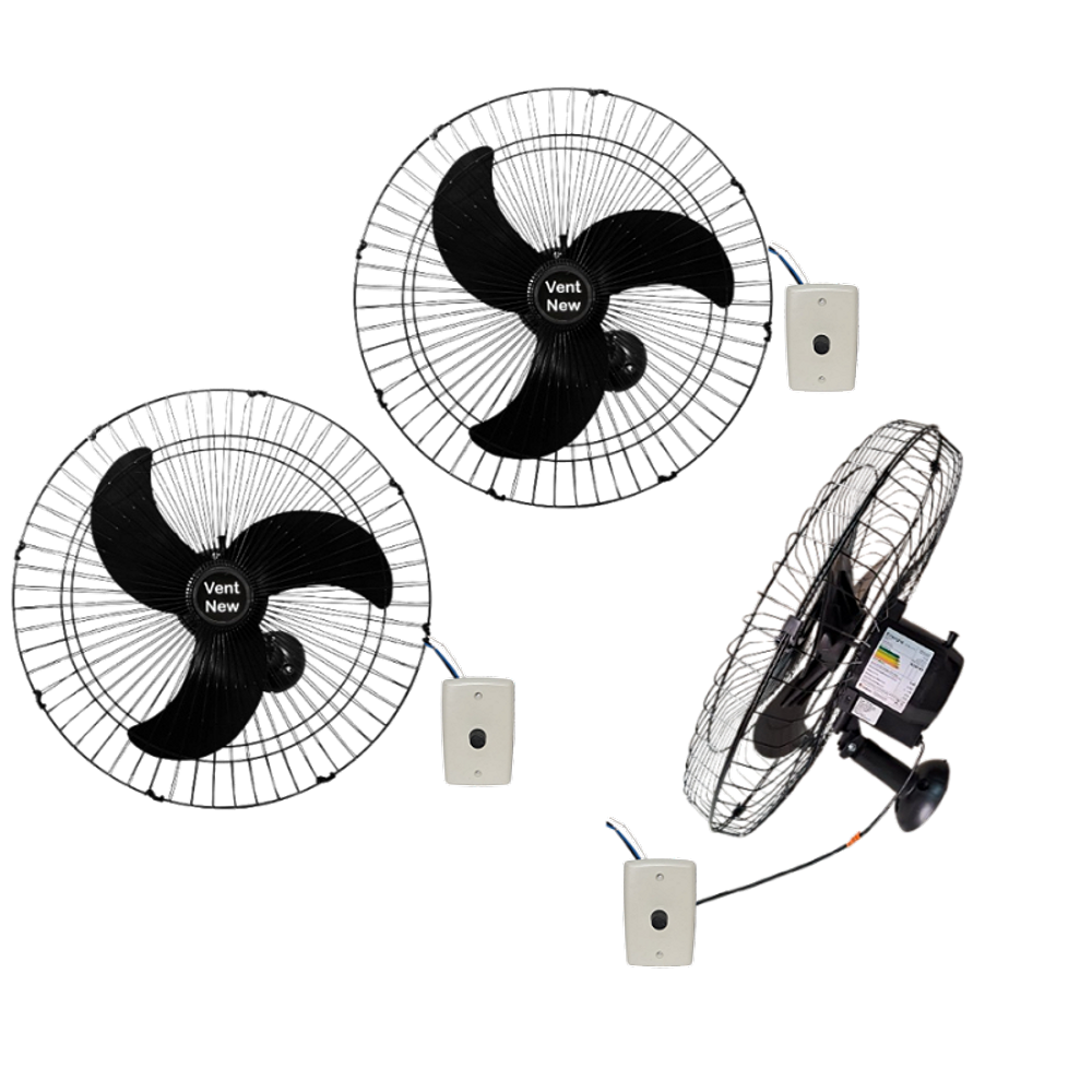 Ventilador de Parede Vent New 60cm Bivolt 200w Preto 3 Unid