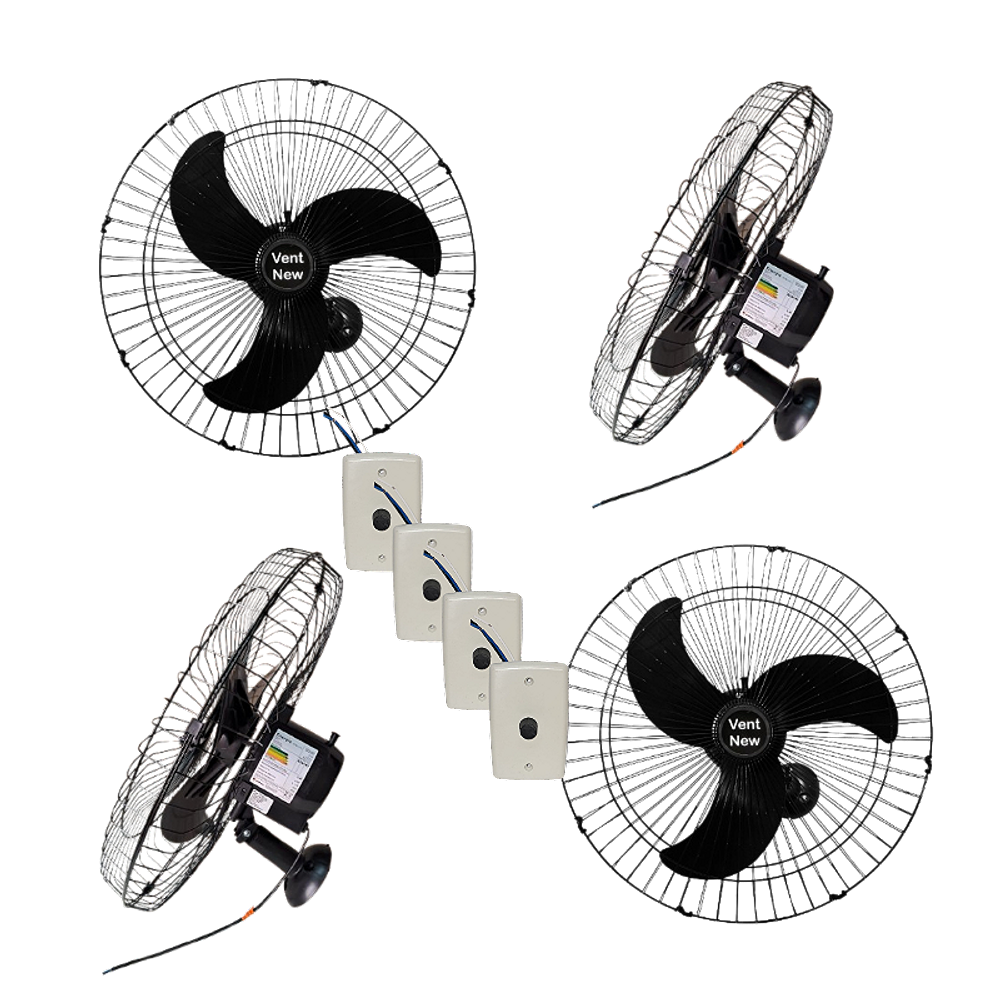 Ventilador de Parede Vent New 60cm Bivolt 200w Preto 4 Unid