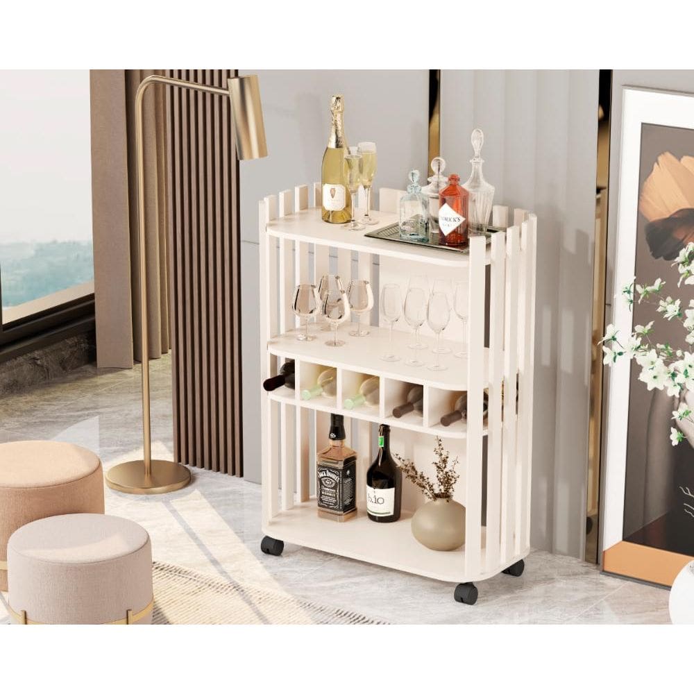 Aparador Luxo Prateleira Com Adega Ripado 4110 Perola