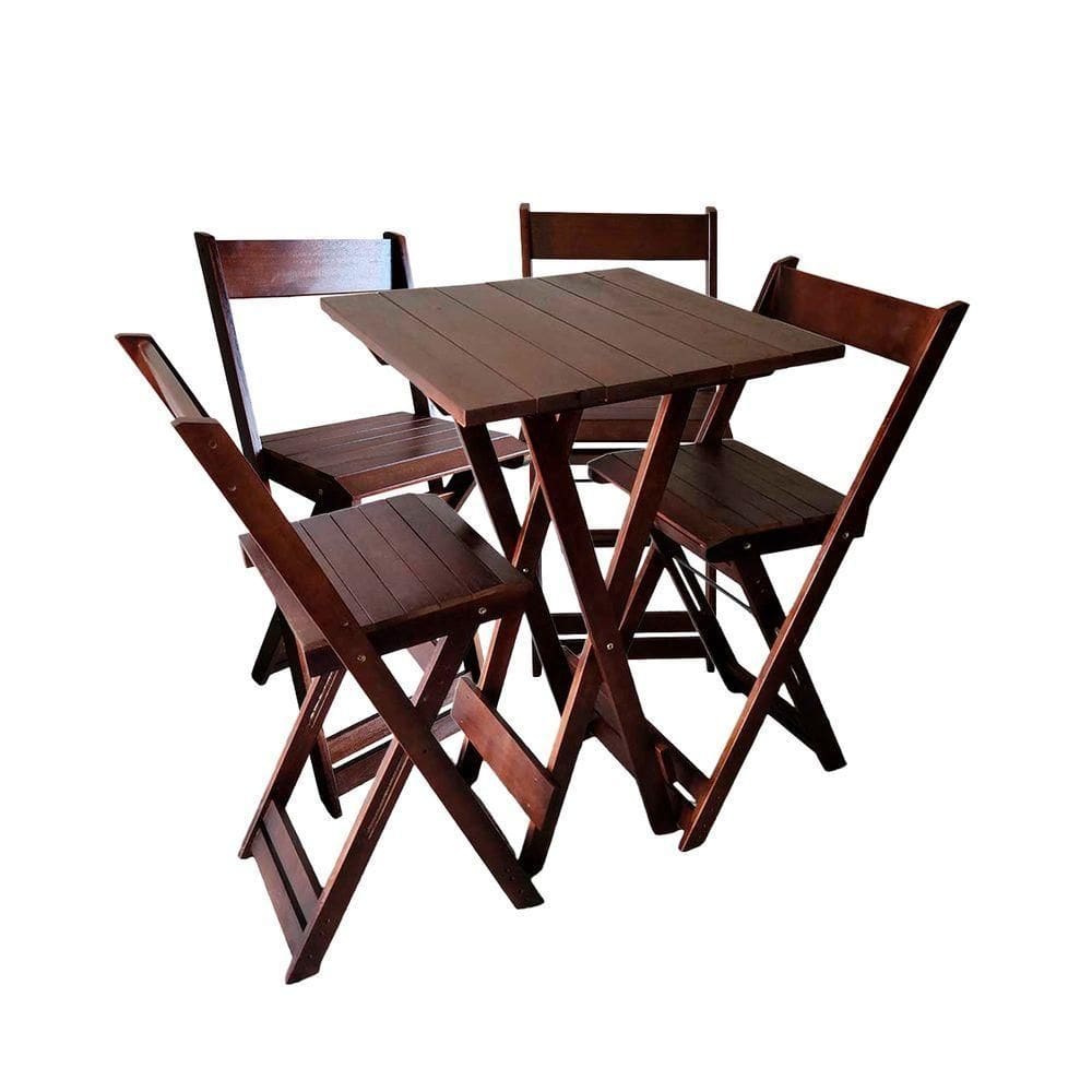 Kit Bistrô 4 Banquetas Dobrável De Madeira Para Area Gourmet Imbuia