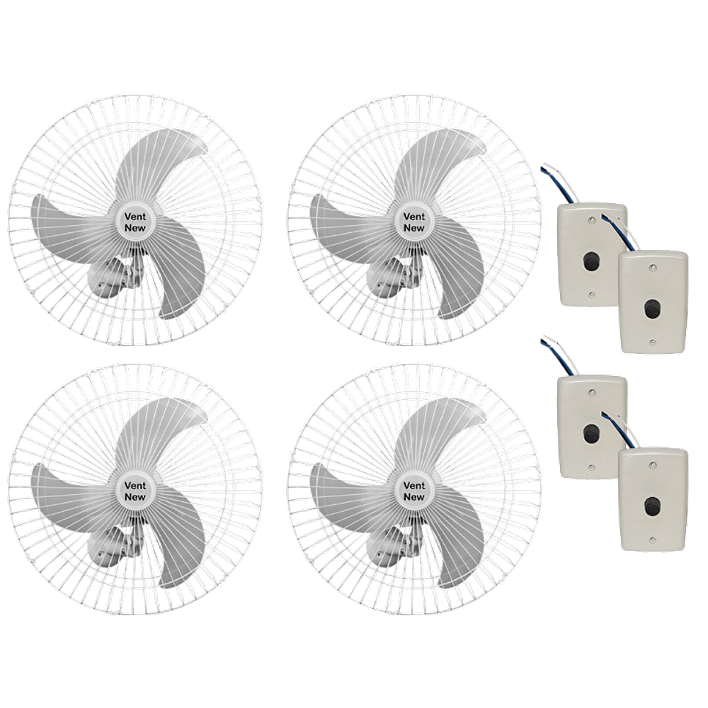 Ventilador de Parede Vent New 60cm Bivolt 200w Branco 4 unid