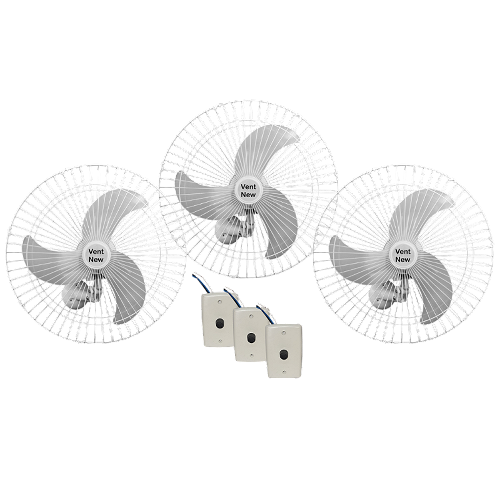 Ventilador de Parede Vent New 60cm Bivolt 200w Branco 3 unid