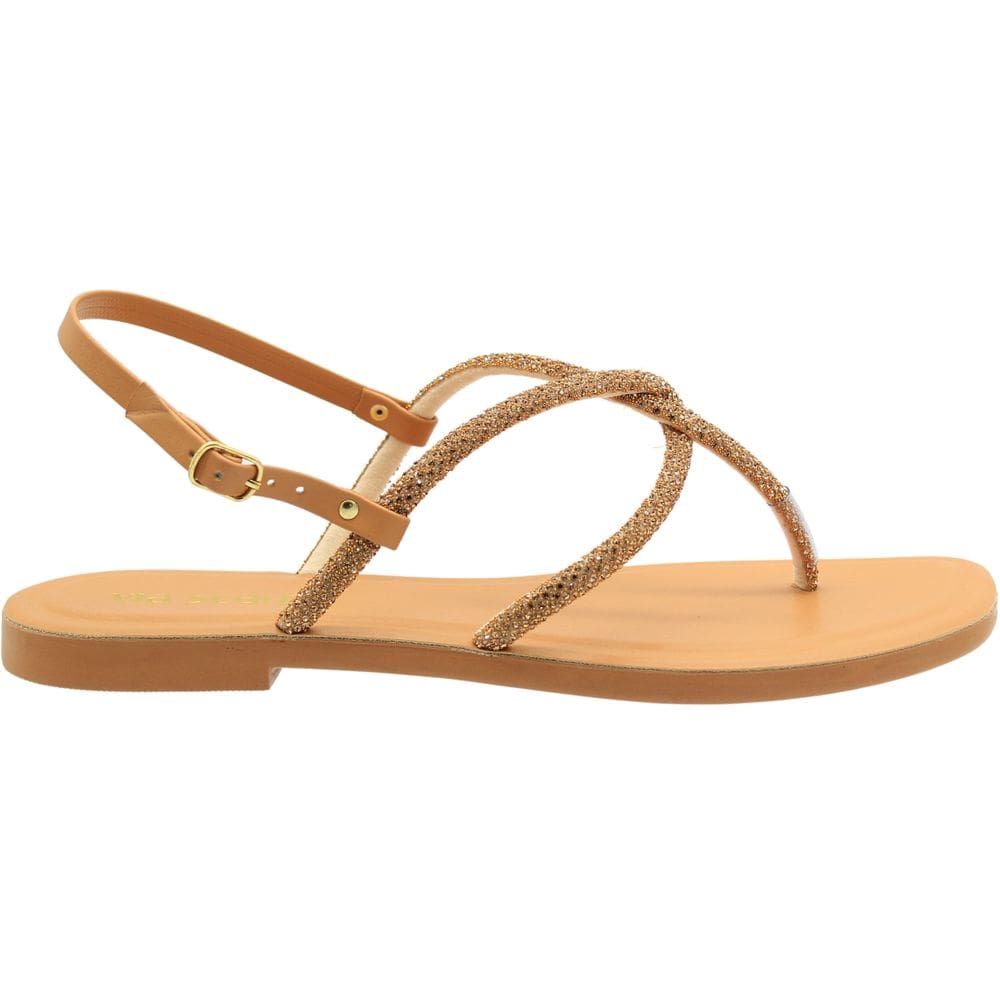 Sandália Rasteira Via Scarpa Tiras Strass Feminina