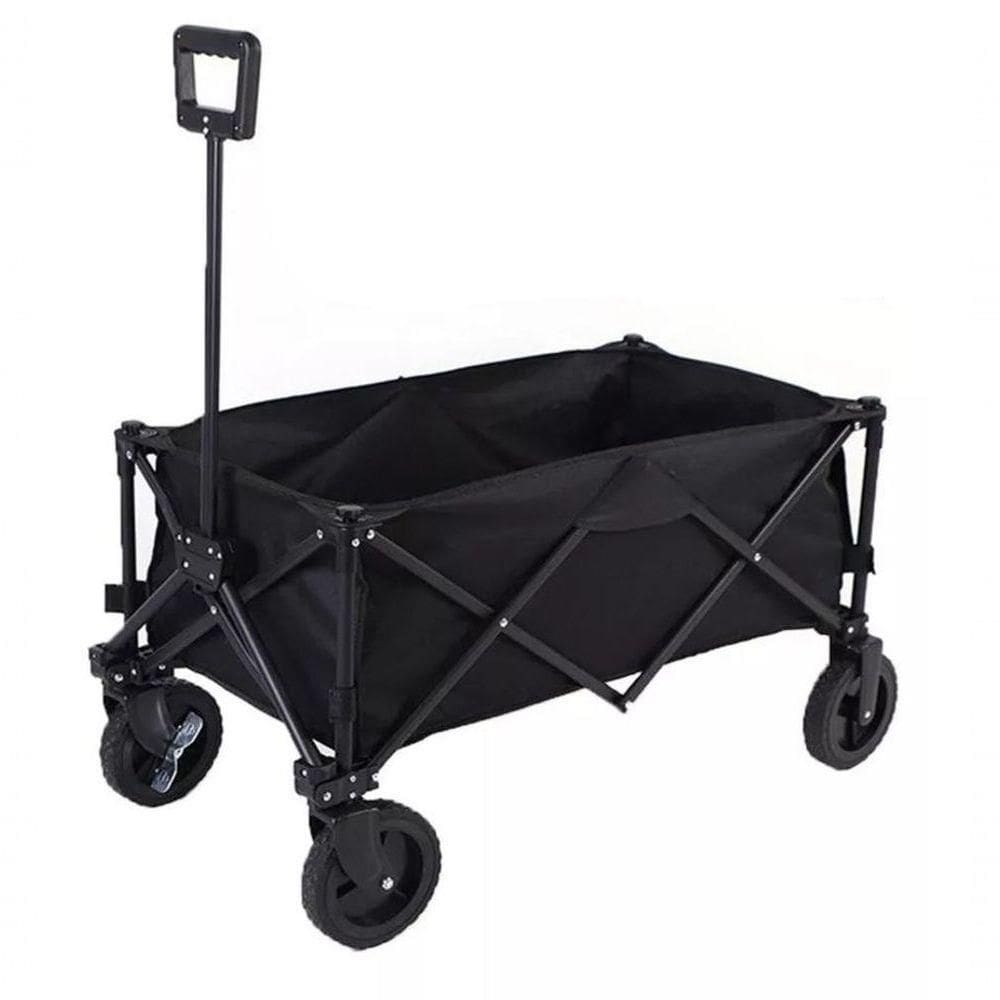 Carrinho Dobrável Multiuso Para Camping, Praia E Transporte – 100kg De Capacidade - Preto