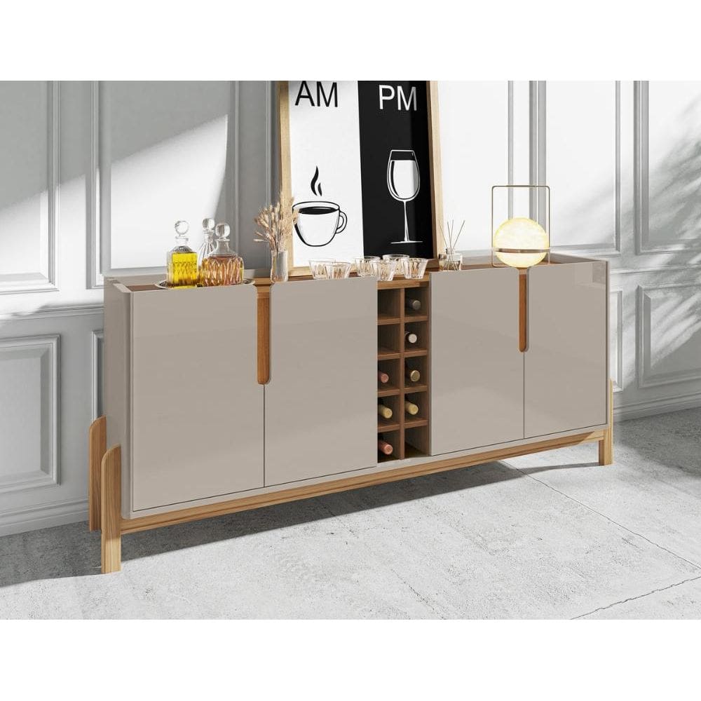 Buffet 4 Portas c/ Prateleiras Lizz 1,90 Off-White/Cedro