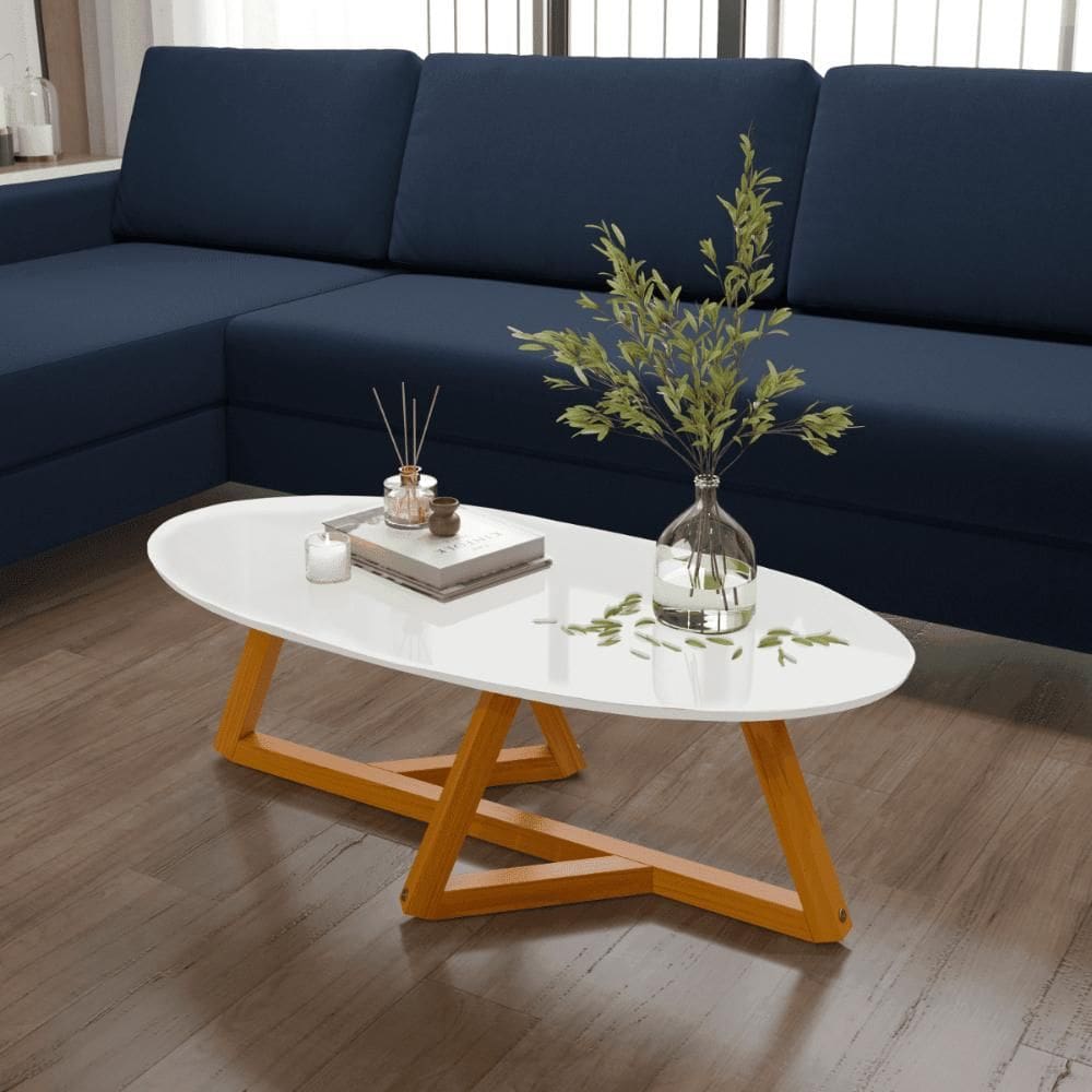Mesa de Centro Sala de estar Classic Oval Branca