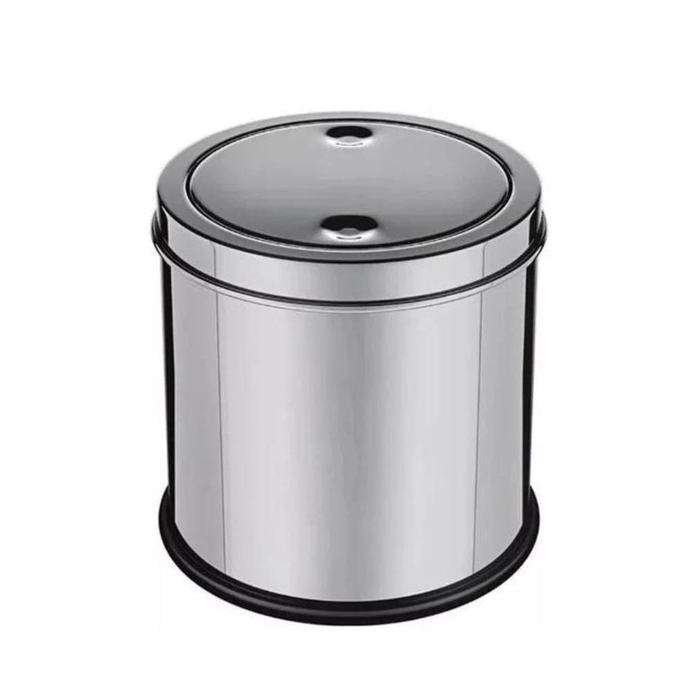 Lixeira De Inox Luxo Com Tampa Basculante Giratória 3 Litros Para Cozinha, Banheiro E Escritório