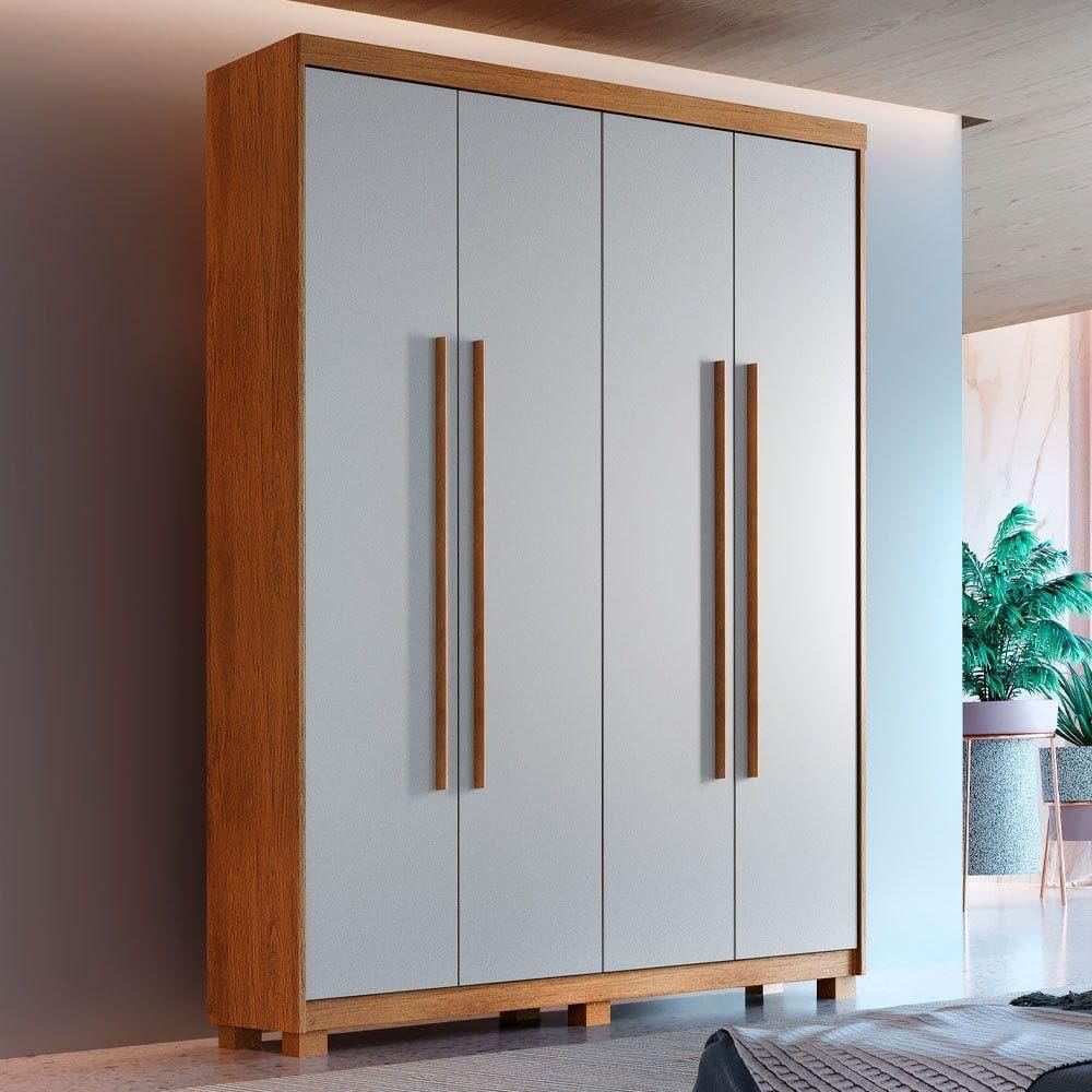 Guarda Roupa Solteiro Heros 4 Portas Com Pés Moderna Imbuia/off White