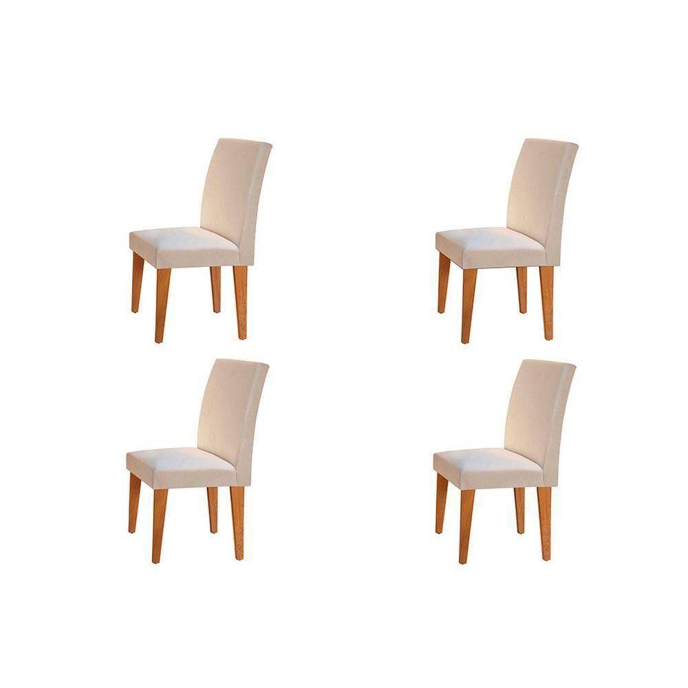 Conjunto Com 04 Cadeiras Grécia Rufato Imbuia/veludo Creme