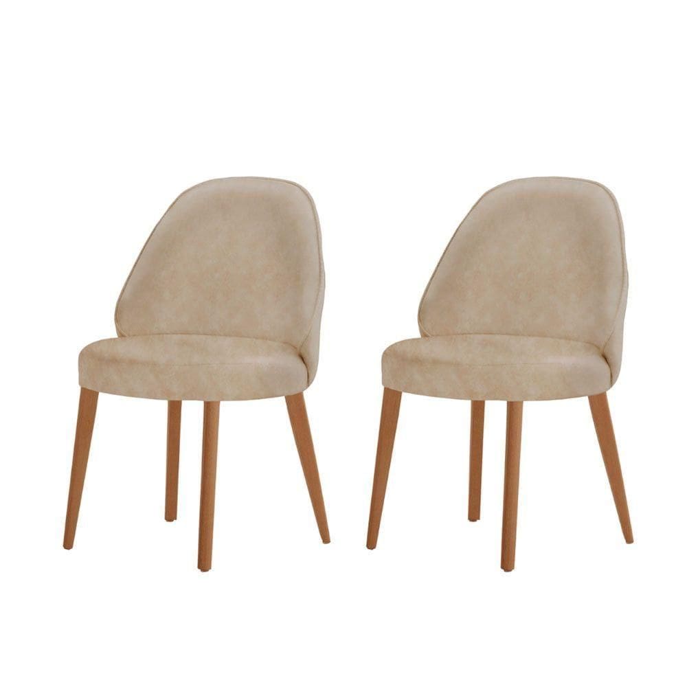 Conjunto Suíça Com 2 Cadeiras Madeira Moderna Mobília Milano Imbuia Natural