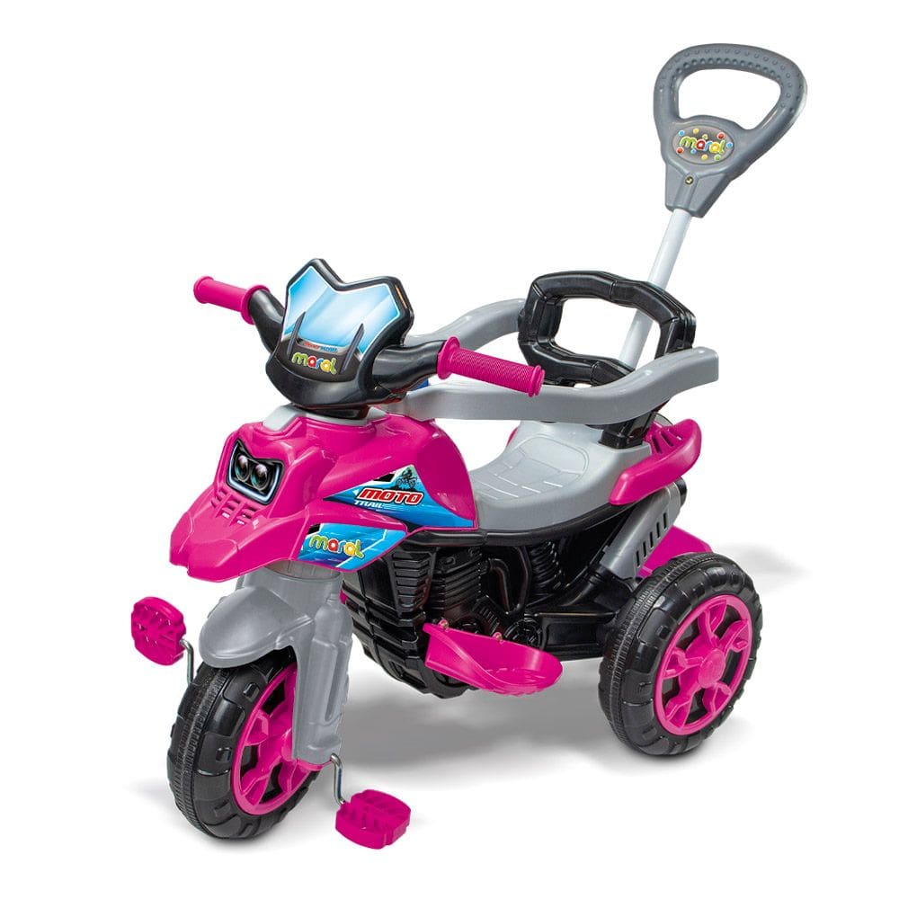 Triciclo Infantil Rosa Moto Trail Empurrador Criança Bebe