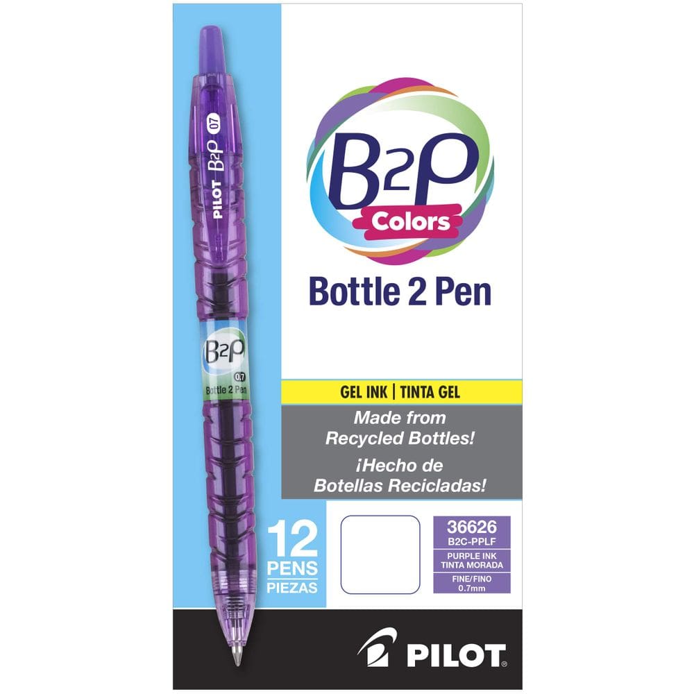 Gel Pen Pilot B2P Colors, recarregável, retrátil, roxa, tinta G2