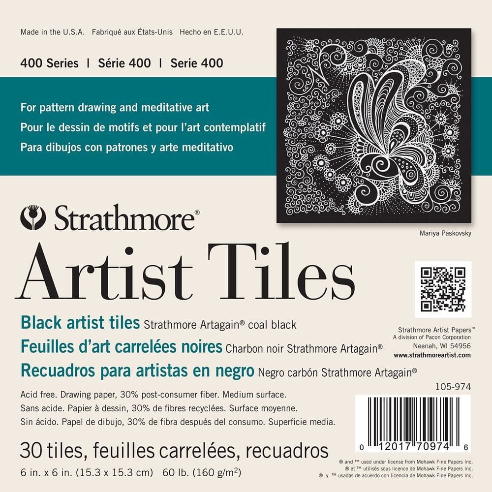 Artist Tiles Strathmore 6x6cm 30 folhas pretas 160gsm 62105974