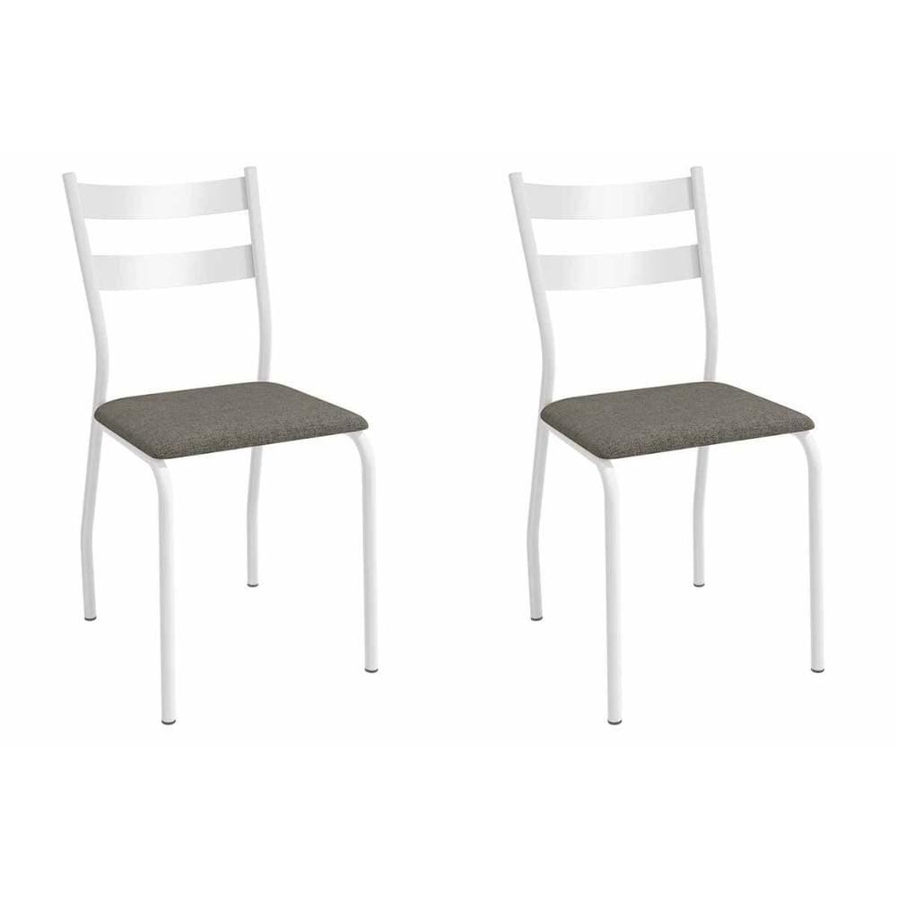 Kit 2 Cadeiras de Cozinha Bali 2C141BR Aço 2 Un Branco/Linho Escuro - Kappesberg