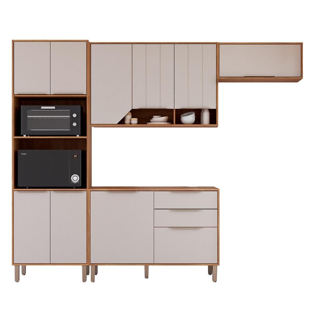 Kit Armário Cozinha Completa Celeste 270cm 10 Porta e Balcão