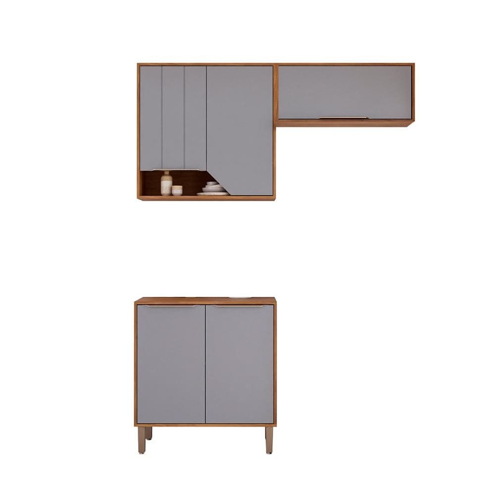 Kit Armário Cozinha Compacta Celeste 160cm 5 Portas e Balcão