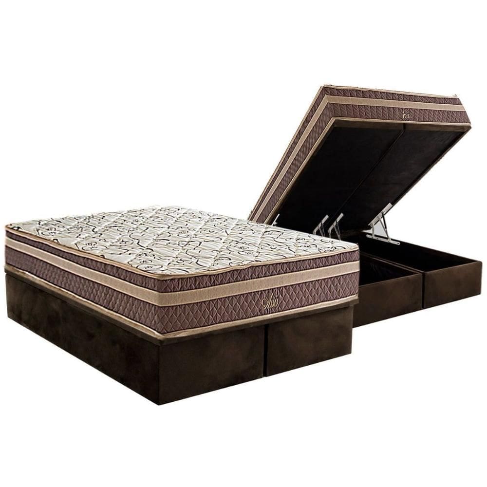 Colchão Queen Molas Bonnel Assis + Base CRC Suede Brown (158x198) - Herval