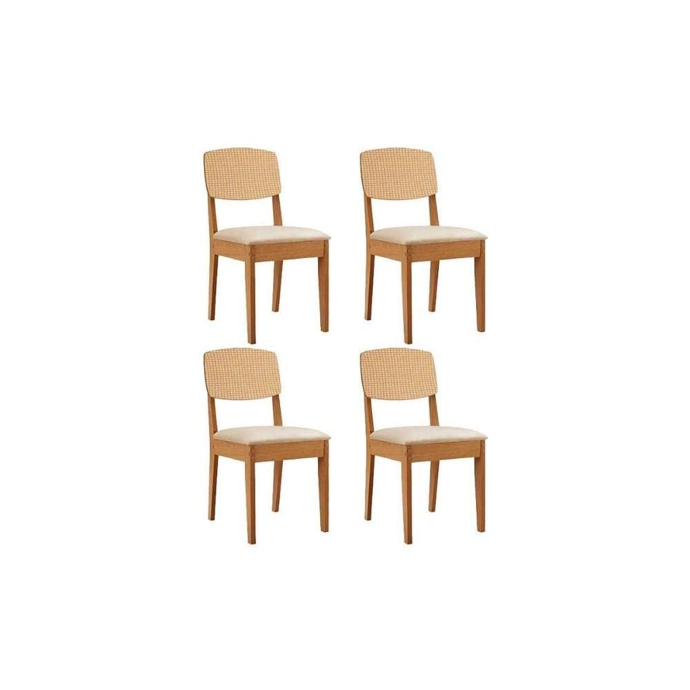 Kit 4 Cadeiras Sala Jantar Havana Premium 4 Un Naturalle/Suede Creme - Rufato