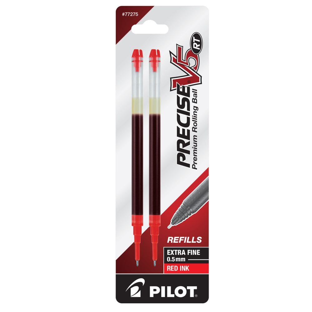 Recarga de tinta PILOT Precise V5 RT para canetas retráteis vermelhas, pacote com 2
