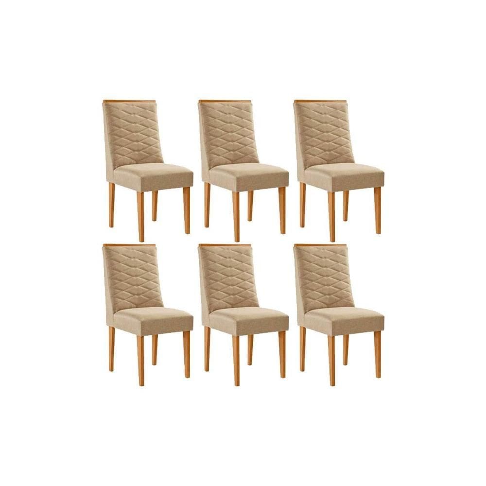 Kit 6 Cadeiras Sala Jantar Maldivas 6 Un Naturalle/Linho Bege Turim - Rufato