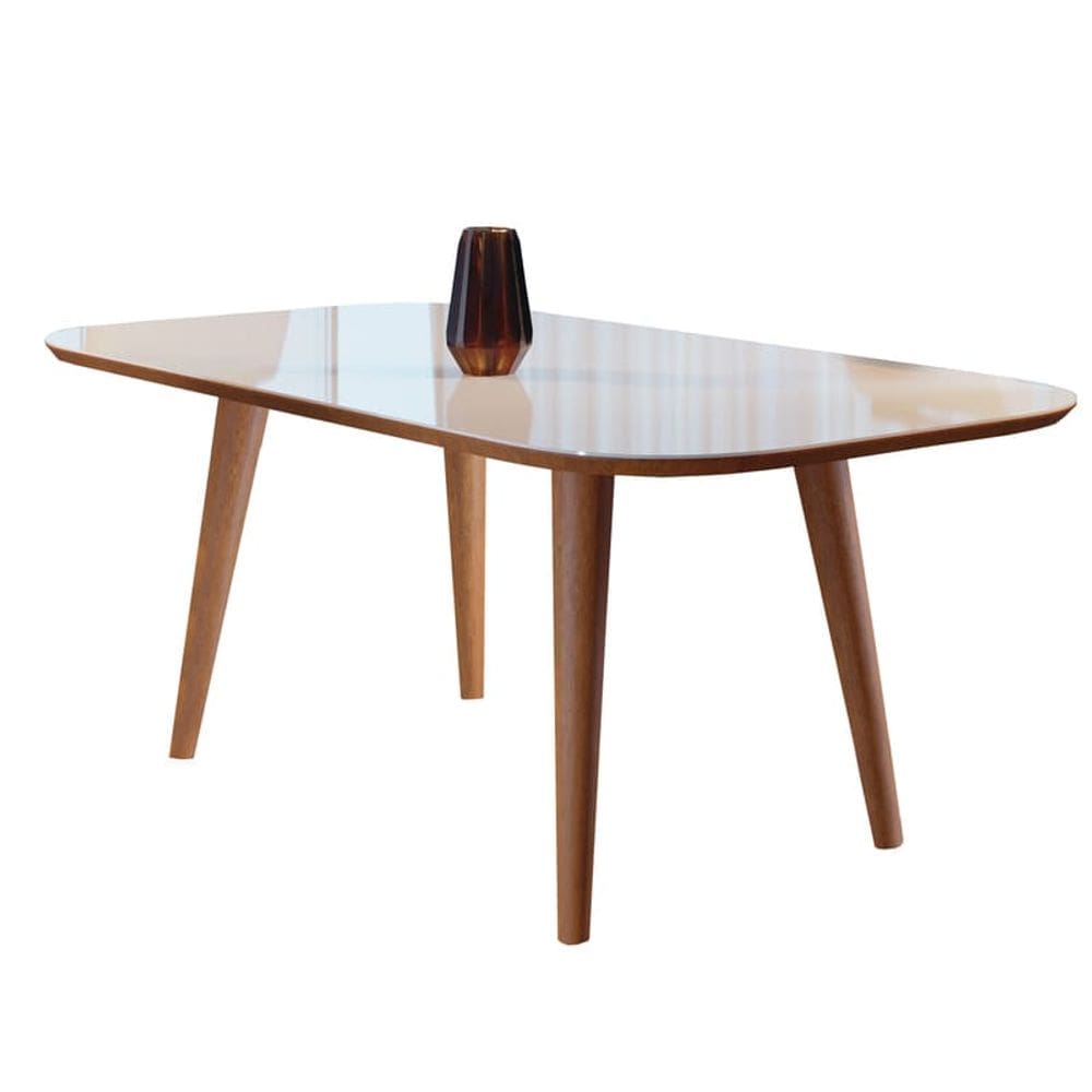 Mesa de Jantar Madeira Maciça com Vidro 1,40x0,90m - Onix - Harmonia Salas