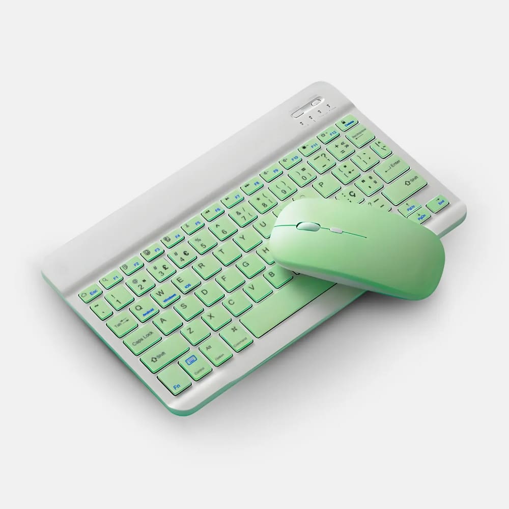 Kit Teclado + Mouse Sem Fio Bluetooth Recarregável VERDE