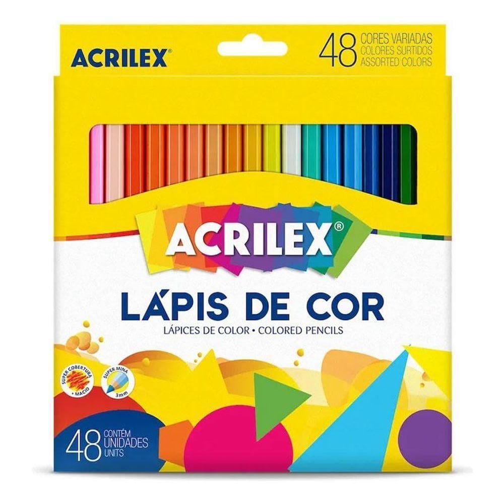 Lápis De Cor Sextavado 9648 48 Cores - Acrilex
