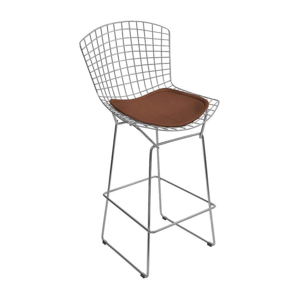 Banqueta Bertoia Cromada D70 Assento Sintético Marrom