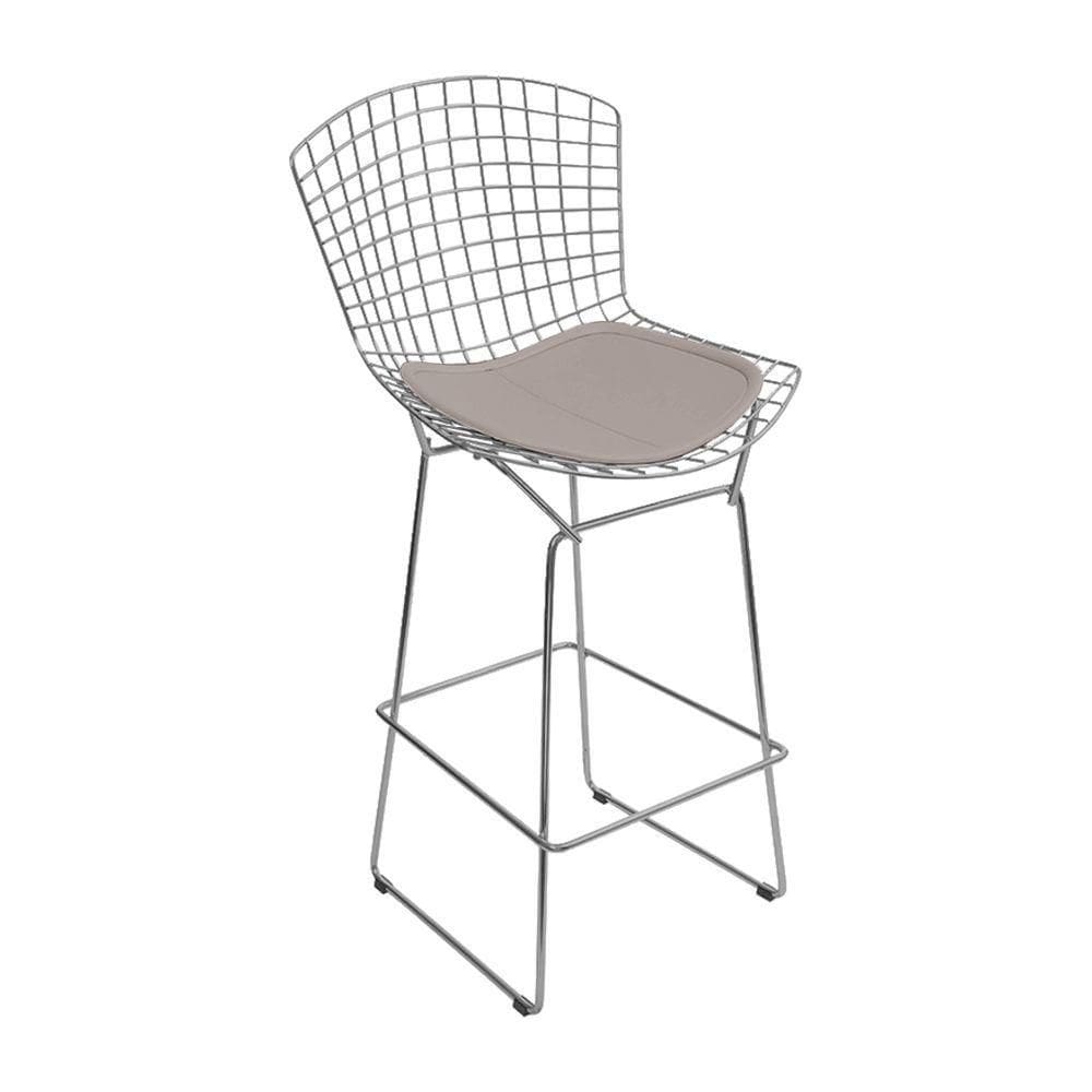 Banqueta Bertoia Cromada D80 Assento Sintético Bege