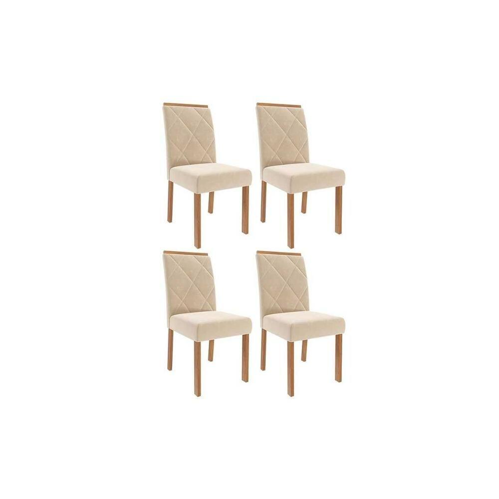 Kit 4 Cadeiras de Cozinha Fernanda Wood 4 Un Carvalho/Suede Nude Bege - Cimol